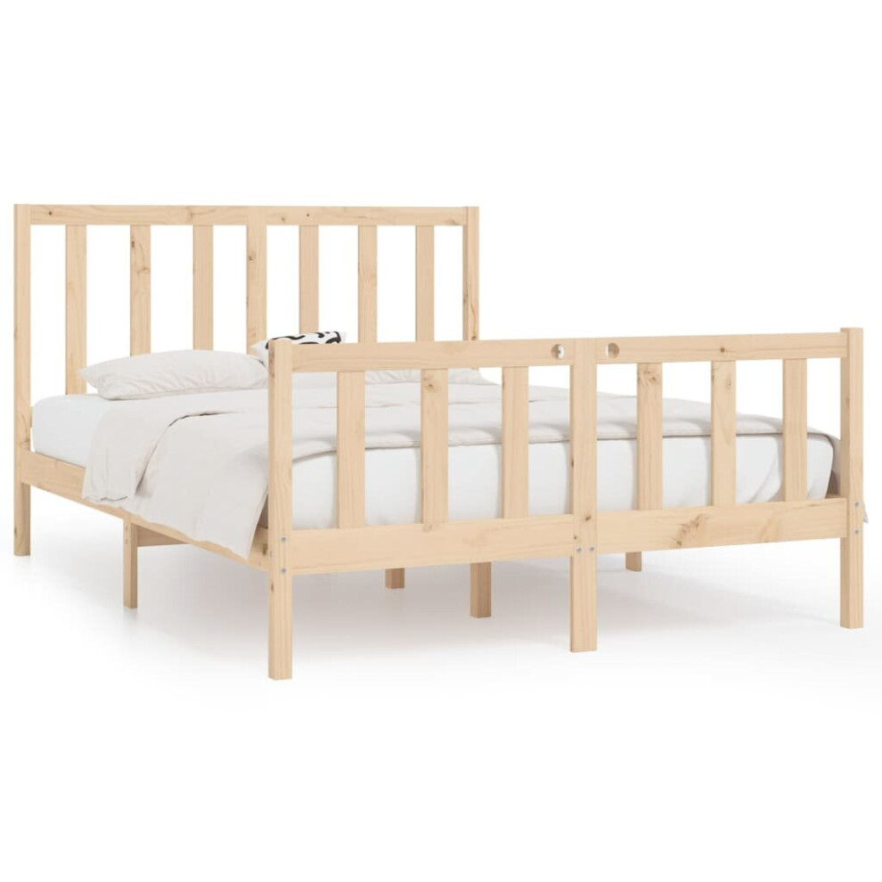 vidaXL Solid Wood Bed Frame 140x190 cm Bedroom Wooden Bedstead Platform Bed