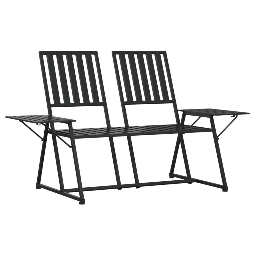 vidaXL 2-Seater Garden Bench 165 cm Black Steel Seating Chair Bench Chair