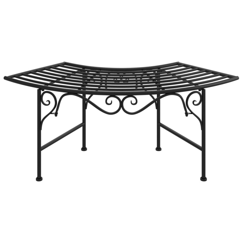 Vidaxl Tree Bench 113 Cm Black Steel Outdoor Seating Chair Garden Patio Bench