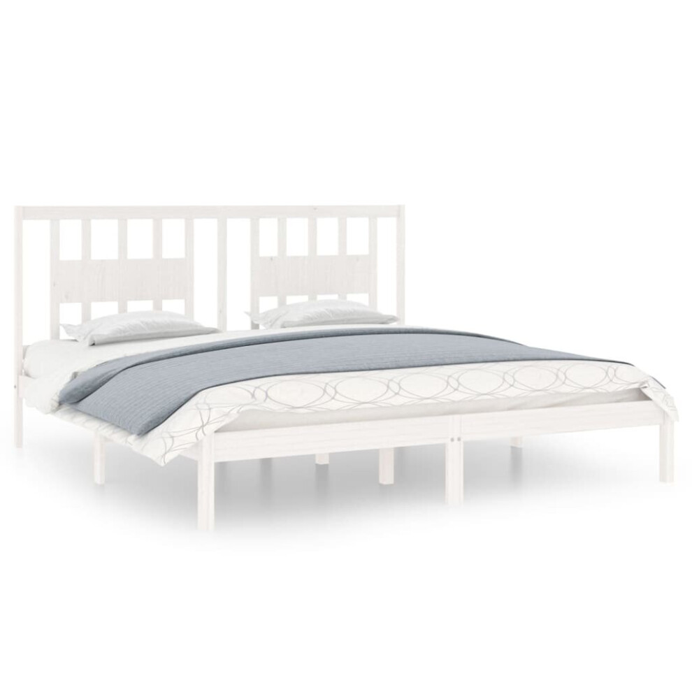 vidaXL Bed Frame Platform Bed White Solid Wood 180x200 cm Super King Size