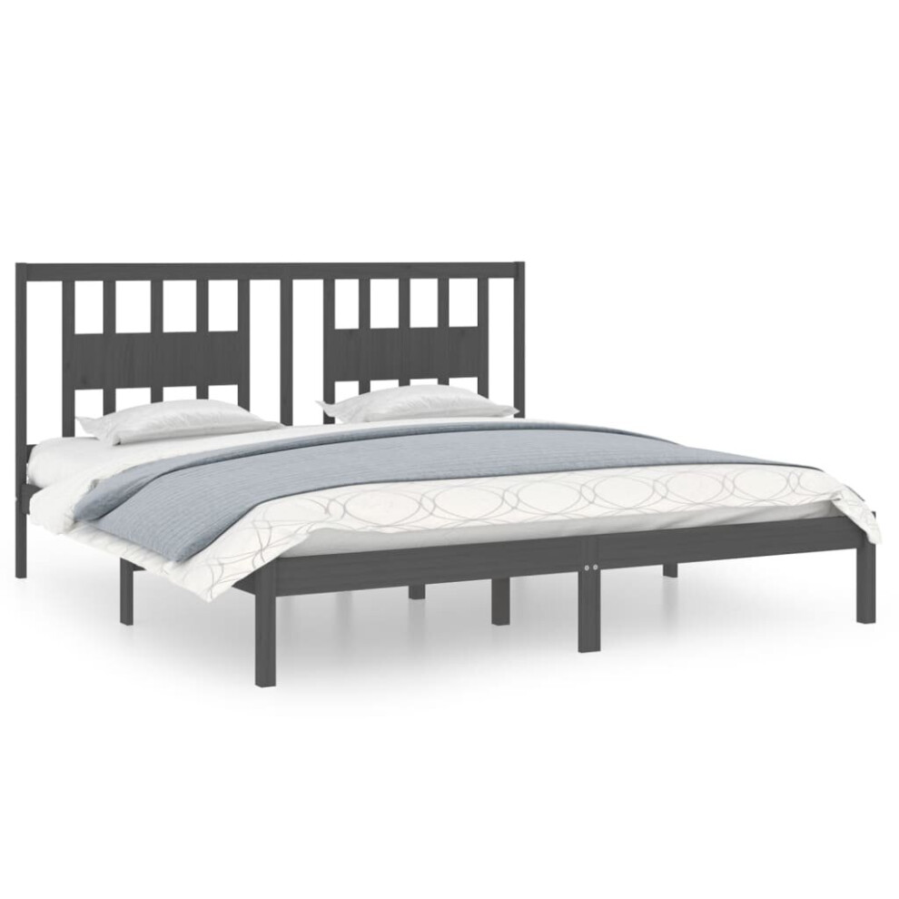 vidaXL Solid Wood Pine Bed Frame Grey 200x200 cm Bedstead Platform Bed Frame