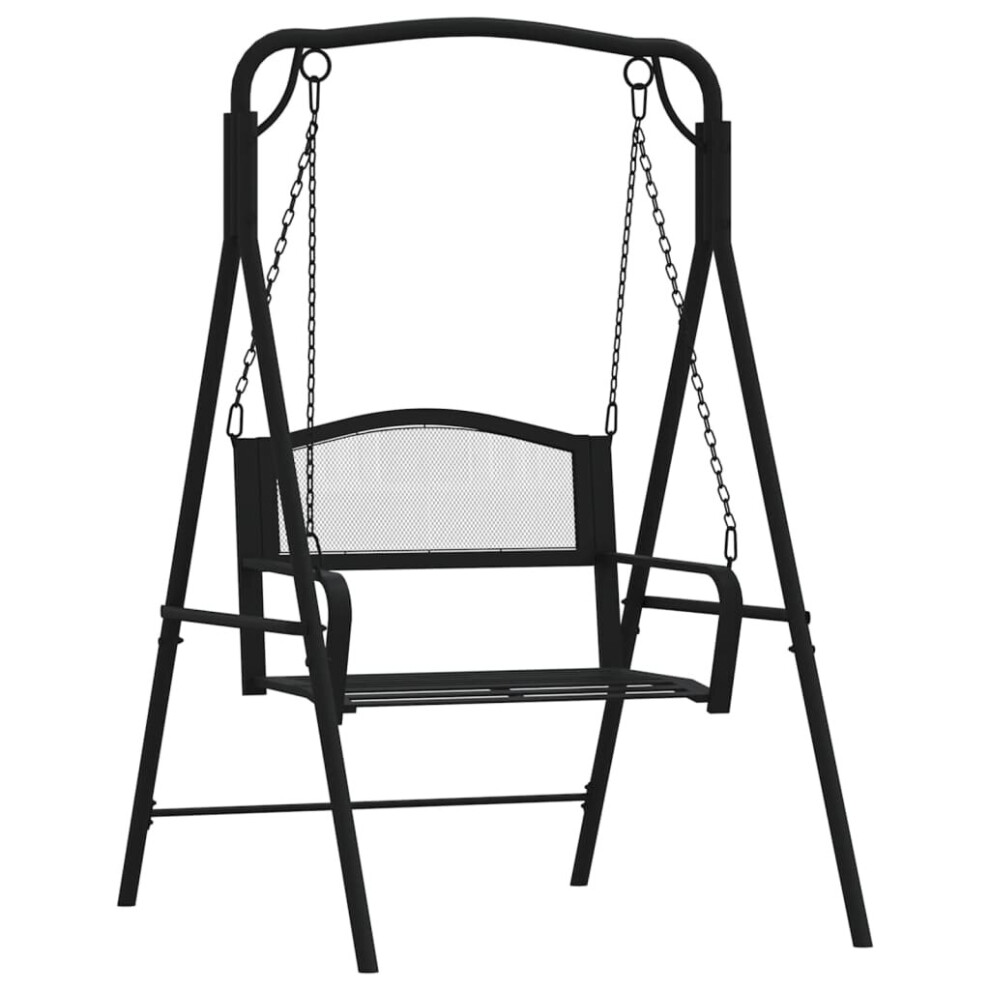 vidaXL Swing Bench 124 cm Black Steel Outdoor Hanging Bench Seating Chair