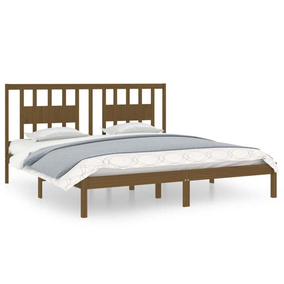 vidaXL Solid Wood Pine Bed Frame Honey Brown 200x200 cm Bedstead Bed Base