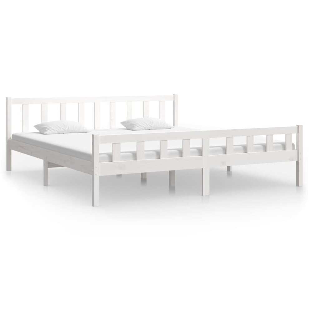 vidaXL Bed Frame Platform Bed White Solid Wood 180x200 cm Super King Size