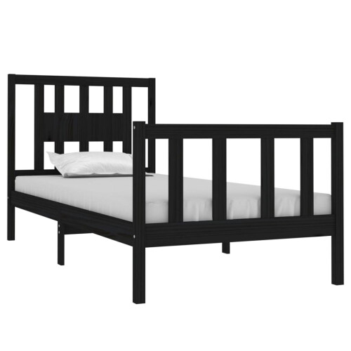 VidaXL vidaXL Bed Frame Bed Base Platform Bed Black Solid Wood 75x190 cm Small Single 2