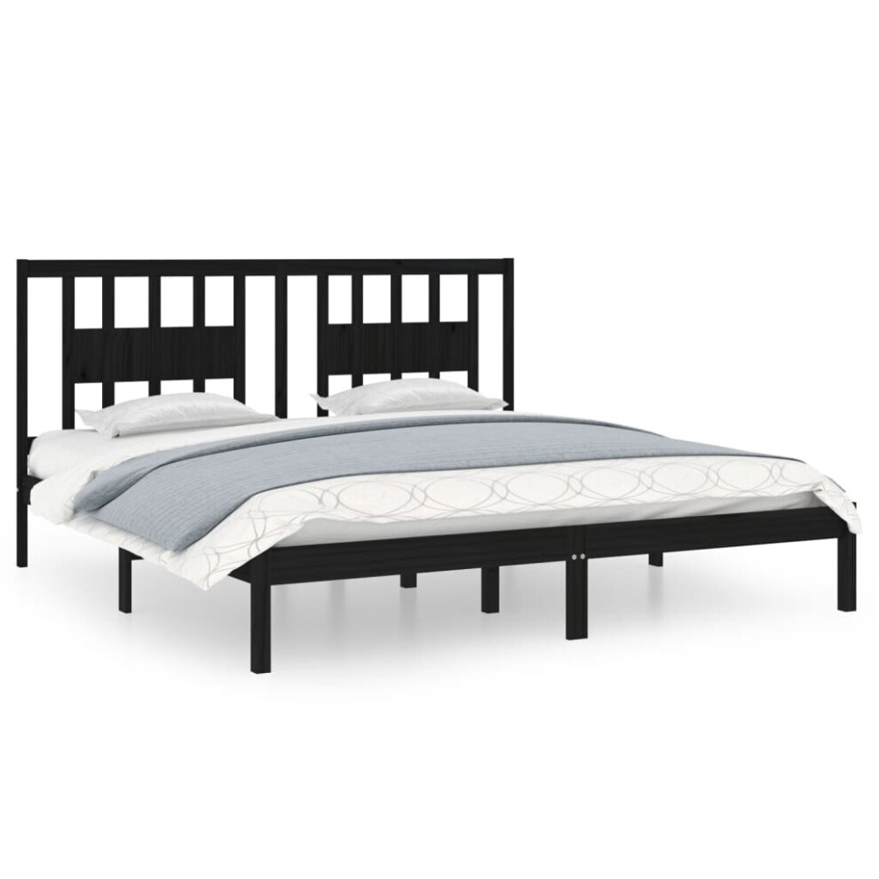 vidaXL Solid Wood Pine Bed Frame Black 200x200 cm Bedstead Platform Bed Frame