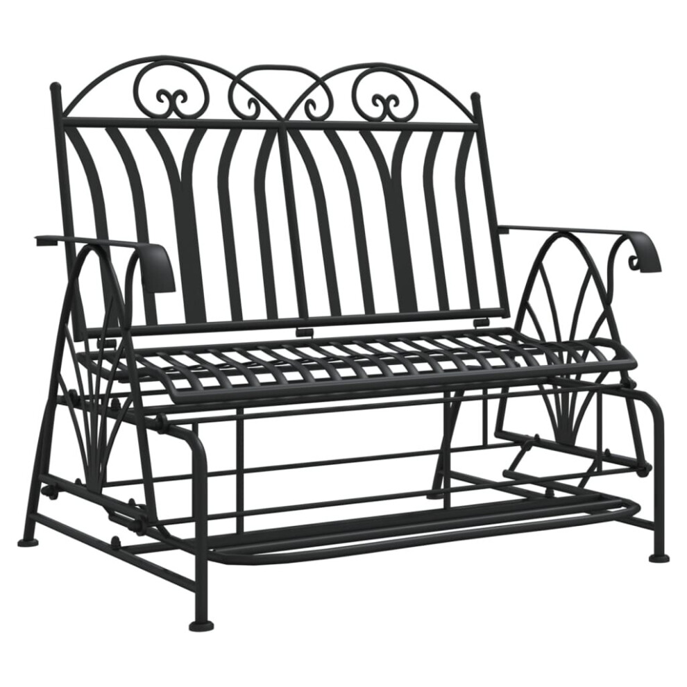 vidaXL 2-Seater Glider Bench 114 cm Black Steel Garden Bench Seating Chair