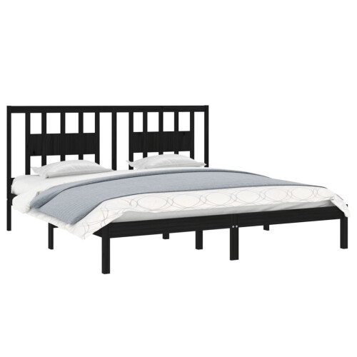 VidaXL vidaXL Solid Wood Pine Bed Frame Black 200x200 cm Bedstead Platform Bed Frame 2