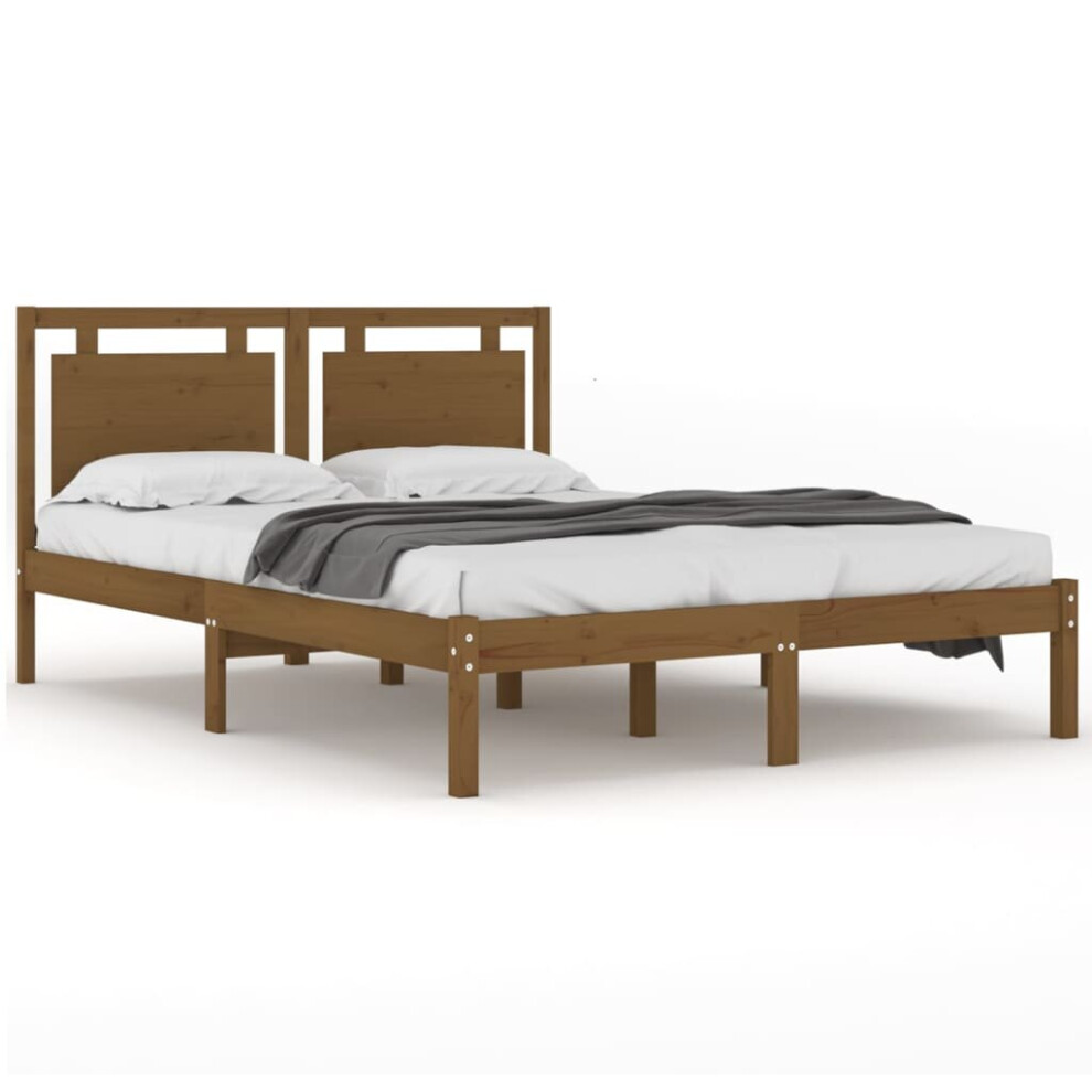 vidaXL Solid Wood Bed Frame Honey Brown 120x200 cm Wooden Bedstead Bed Base