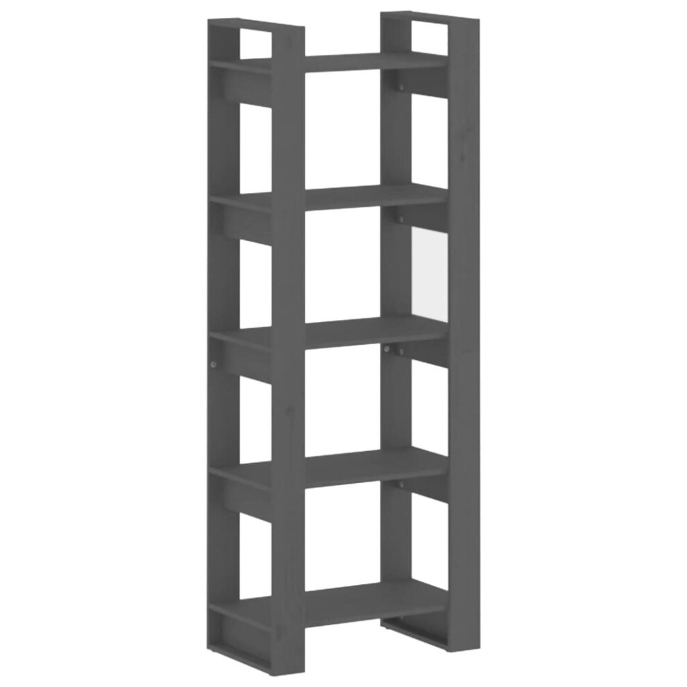 vidaXL Solid Wood Bookcase - 5 Shelf - Grey - 160 x 60 x 35cm - Image 3