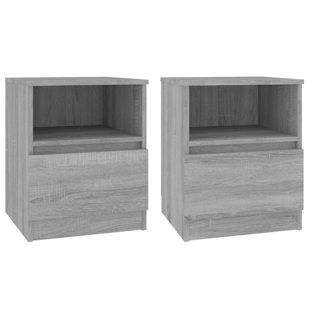 Vidaxl 2X Bedside Cabinets Grey Sonoma Engineered Wood Nightstand Side Table
