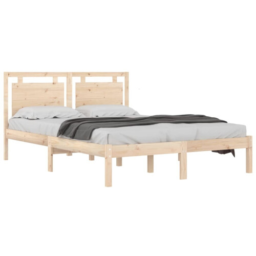 VidaXL vidaXL Bed Frame Bed Base Wooden Platform Bed Solid Wood 150x200 cm King Size 2