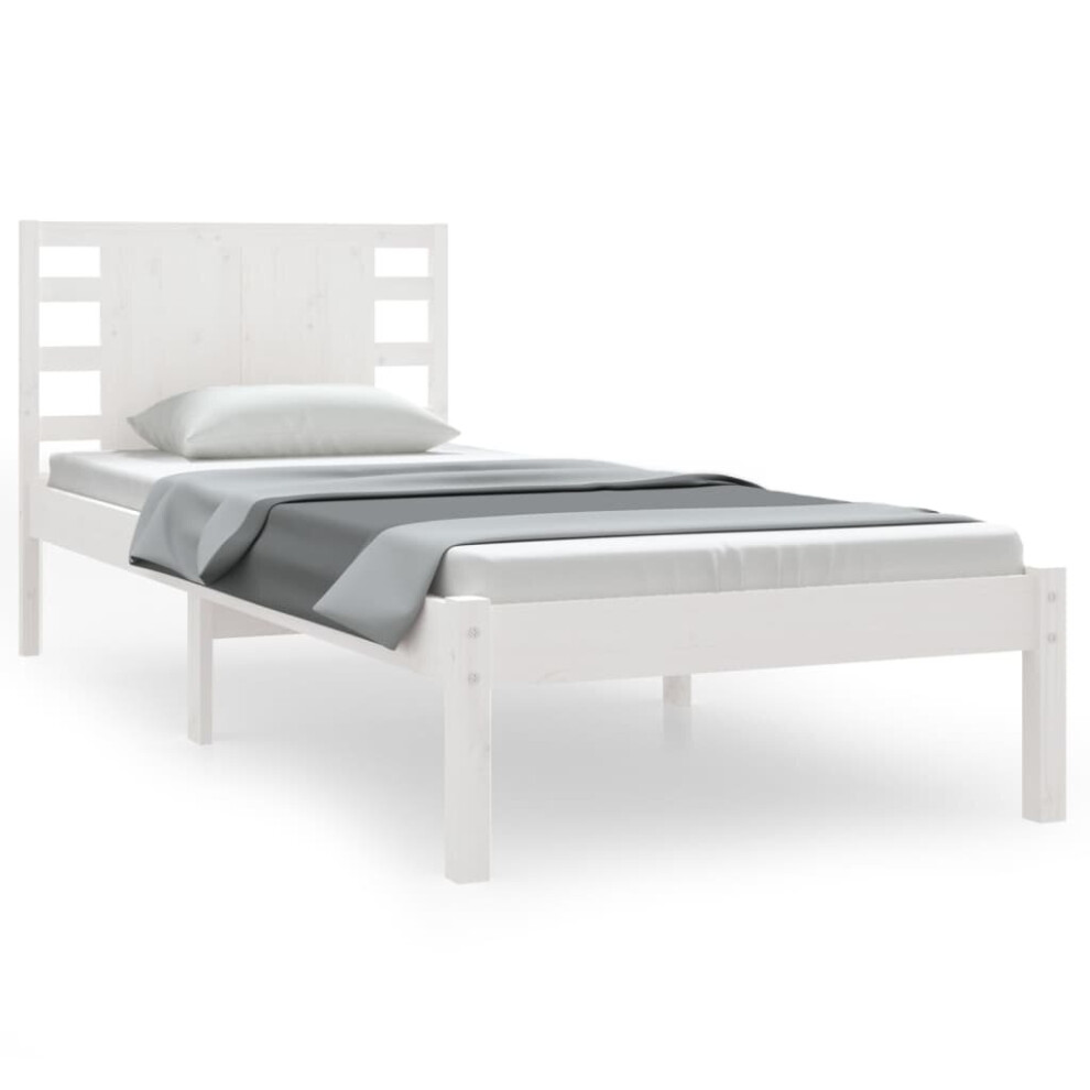 vidaXL Solid Wood Pine Bed Frame White 100x200 cm Bedstead Platform Bed Frame