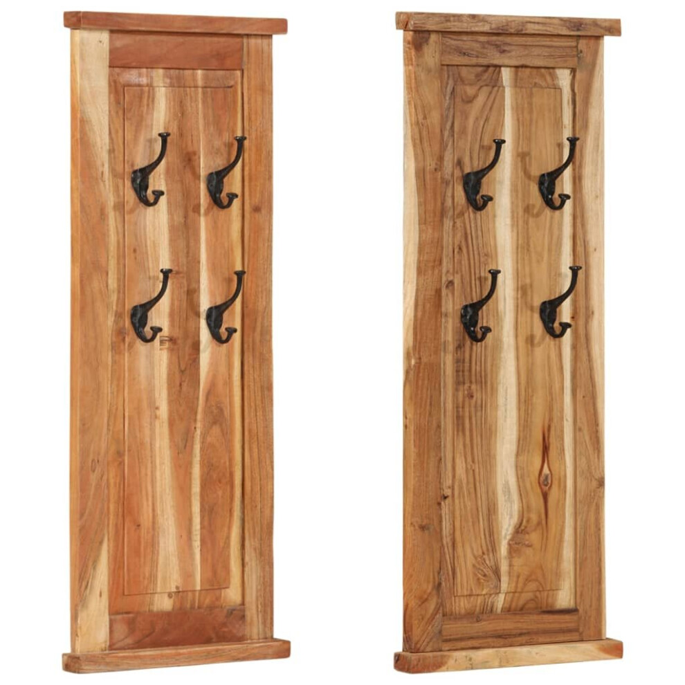 vidaXL 2x Solid Wood Acacia Coat Racks Clothes Stand Hanger Hook Furniture