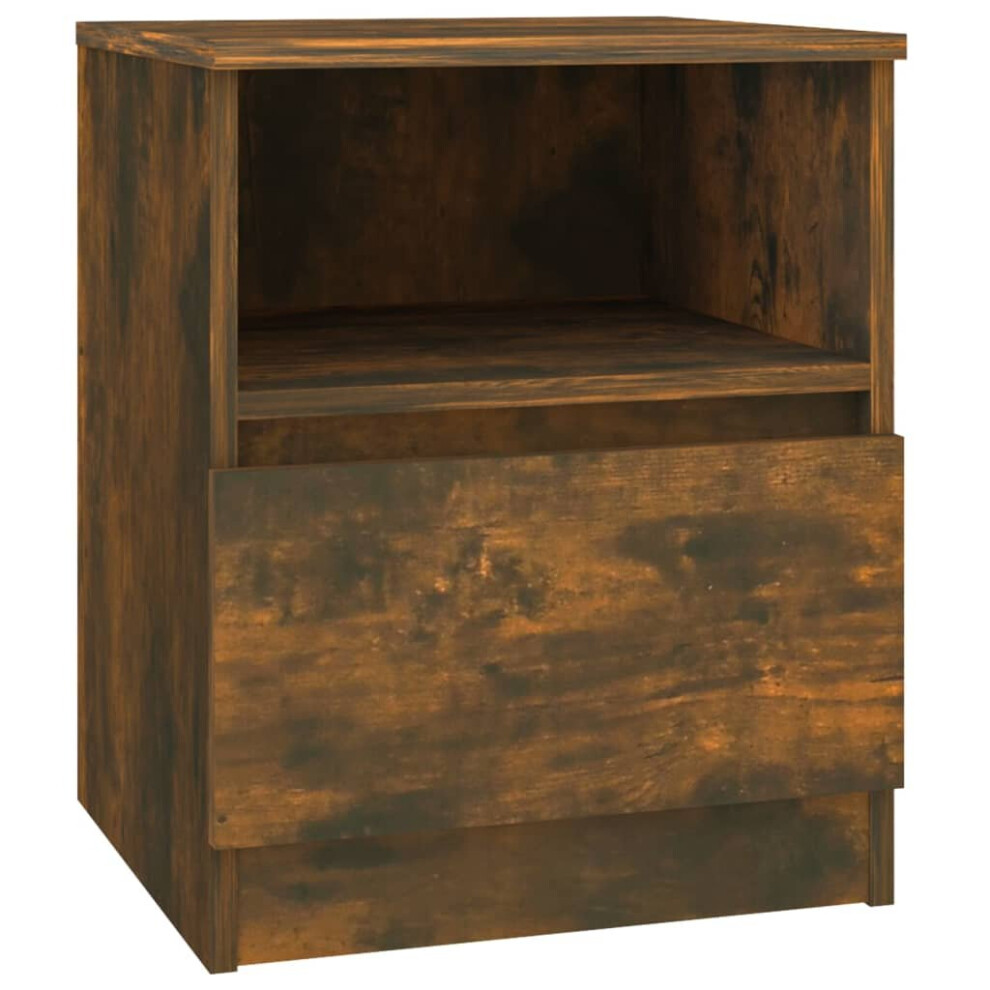 vidaXL Bedside Cabinet Smoked Oak Engineered Wood Nightstand End Side Table