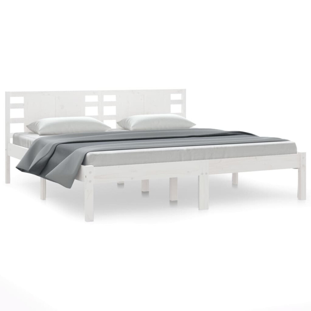 vidaXL Solid Wood Pine Bed Frame White 200x200 Cm Bedstead Platform Bed Frame