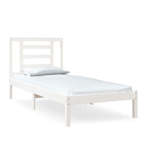 VidaXL vidaXL Bed Frame Bed Base Platform Bed White Solid Wood 75x190 cm Small Single