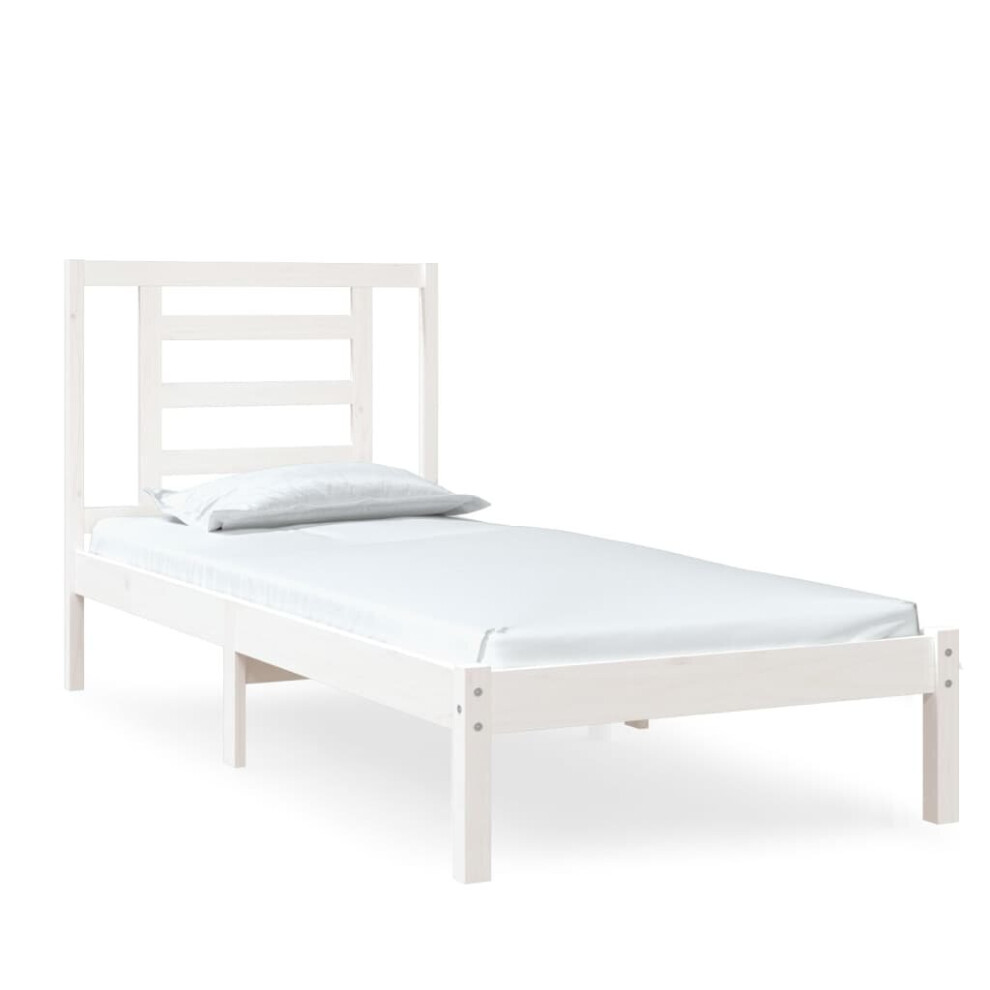 vidaXL Bed Frame Bed Base Platform Bed White Solid Wood 75x190 cm Small Single