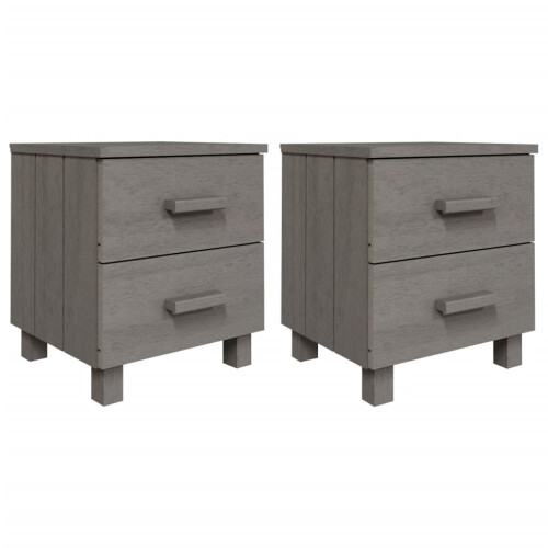 VidaXL vidaXL 2x Bedside Cabinets HAMAR Light Grey 40x35x44.5cm Solid Wood Nightstand