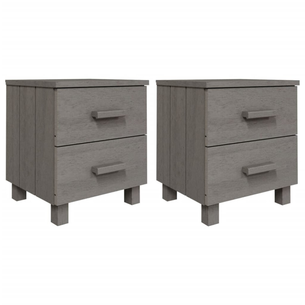 vidaXL 2x Bedside Cabinets HAMAR Light Grey 40x35x44.5cm Solid Wood Nightstand