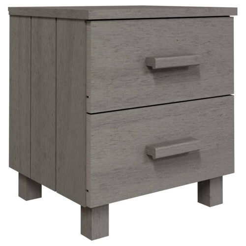 VidaXL vidaXL 2x Bedside Cabinets HAMAR Light Grey 40x35x44.5cm Solid Wood Nightstand 1