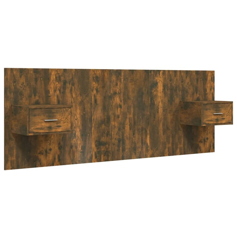 Vidaxl Bed Headboard With Cabinets Smoked Oak Engineered Wood Wall Nightstand