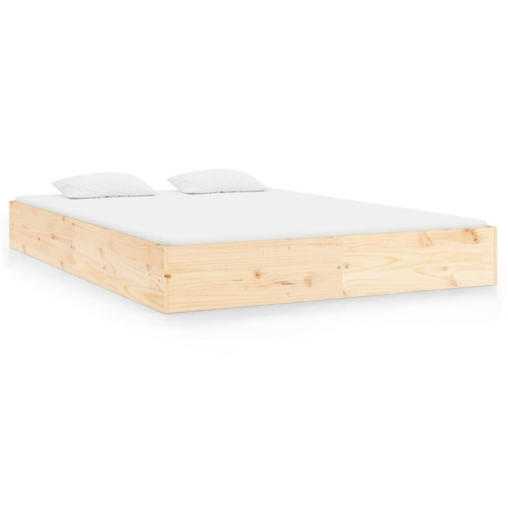 vidaXL Solid Wood Bed Frame 140x200 cm Bedroom Wooden Bedstead Platform Bed