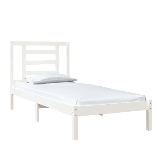 VidaXL vidaXL Bed Frame Bed Base Platform Bed White Solid Wood 75x190 cm Small Single 2