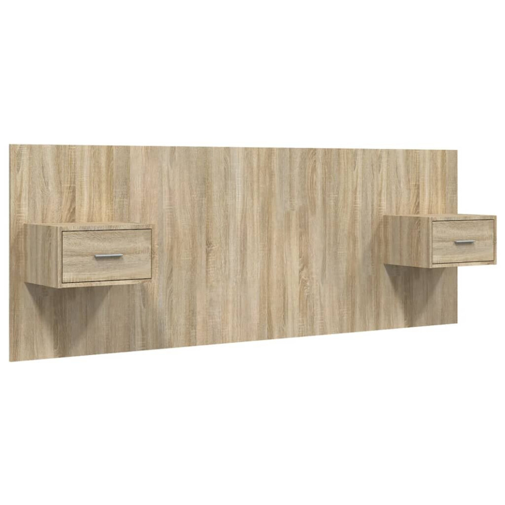 Vidaxl Bed Headboard With Cabinets Sonoma Oak Engineered Wood Wall Nightstand