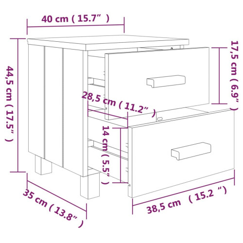 VidaXL vidaXL 2x Bedside Cabinets HAMAR Light Grey 40x35x44.5cm Solid Wood Nightstand 2