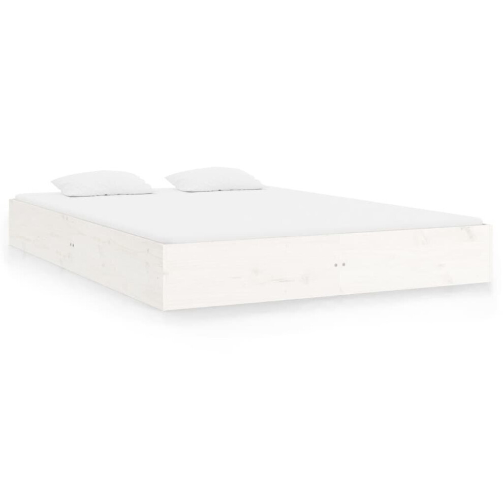 Vidaxl Solid Wood Bed Frame White 140X200 Cm Bedroom Wooden Bedstead Bed Base