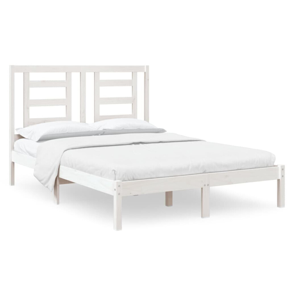 Vidaxl Bed Frame Bed Base Wooden Bed Solid Wood 120X190 Cm Double White Small