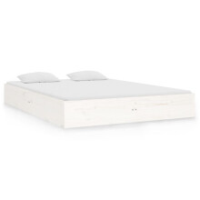 vidaXL Bed Frame Bed Base Wooden Bed White Solid Wood 120x190 cm Small Double
