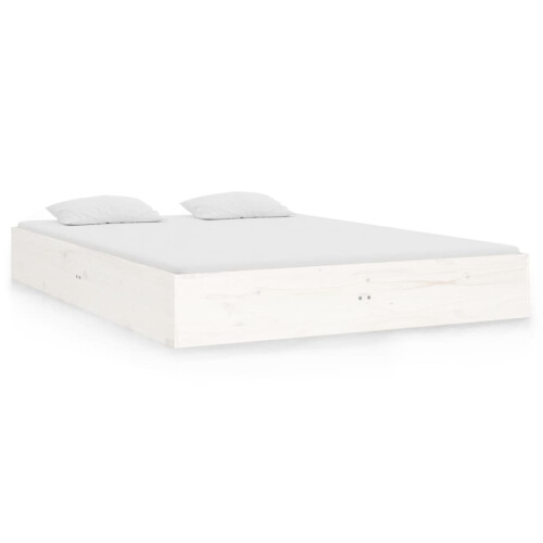 VidaXL vidaXL Bed Frame Bed Base Wooden Bed White Solid Wood 120x190 cm Small Double