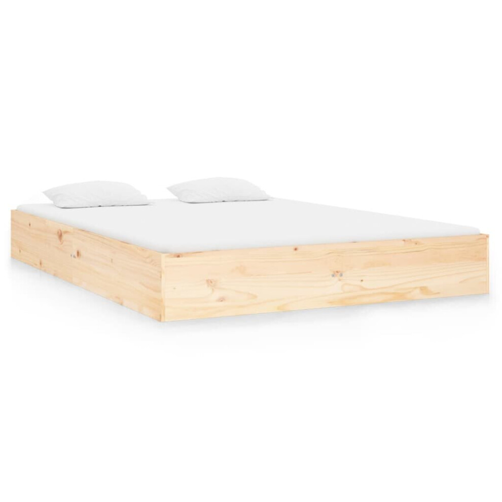 vidaXL Bed Frame Bed Base Wooden Platform Bed Solid Wood 135x190 cm Double