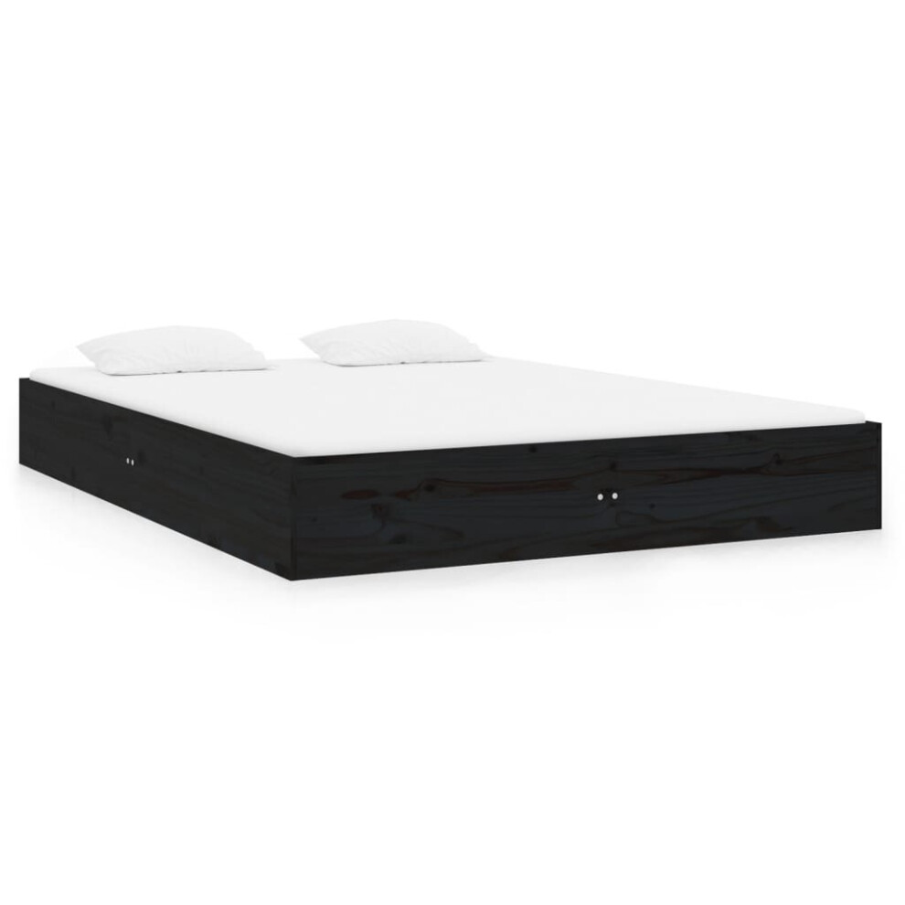 Vidaxl Bed Frame Bed Base Wooden Bed Solid Wood 120X190 Cm Double Black Small