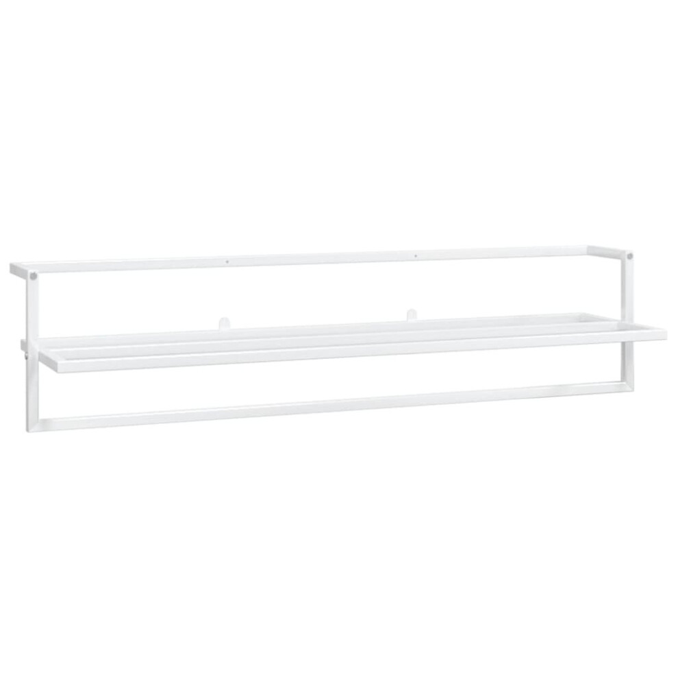 Vidaxl Towel Rack Iron Bathroom Wall-Mounted Towel Hanger Floating Shelf White