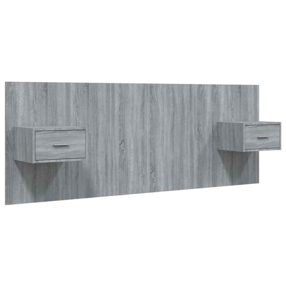 Vidaxl Bed Headboard With Cabinets Grey Sonoma Engineered Wood Wall Nightstand