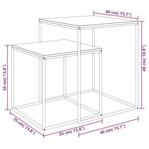 VidaXL vidaXL 2x Coffee Table Set Engineered Wood and Metal Nightstand Nesting Table 1