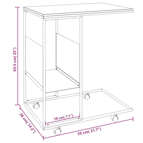VidaXL vidaXL Side Table with Wheels White Engineered Wood Accent Tea Laptop Table 1