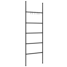vidaXL Towel Rack Ladder with 5 Tiers Black Iron Wall Leaning Towel Ladder
