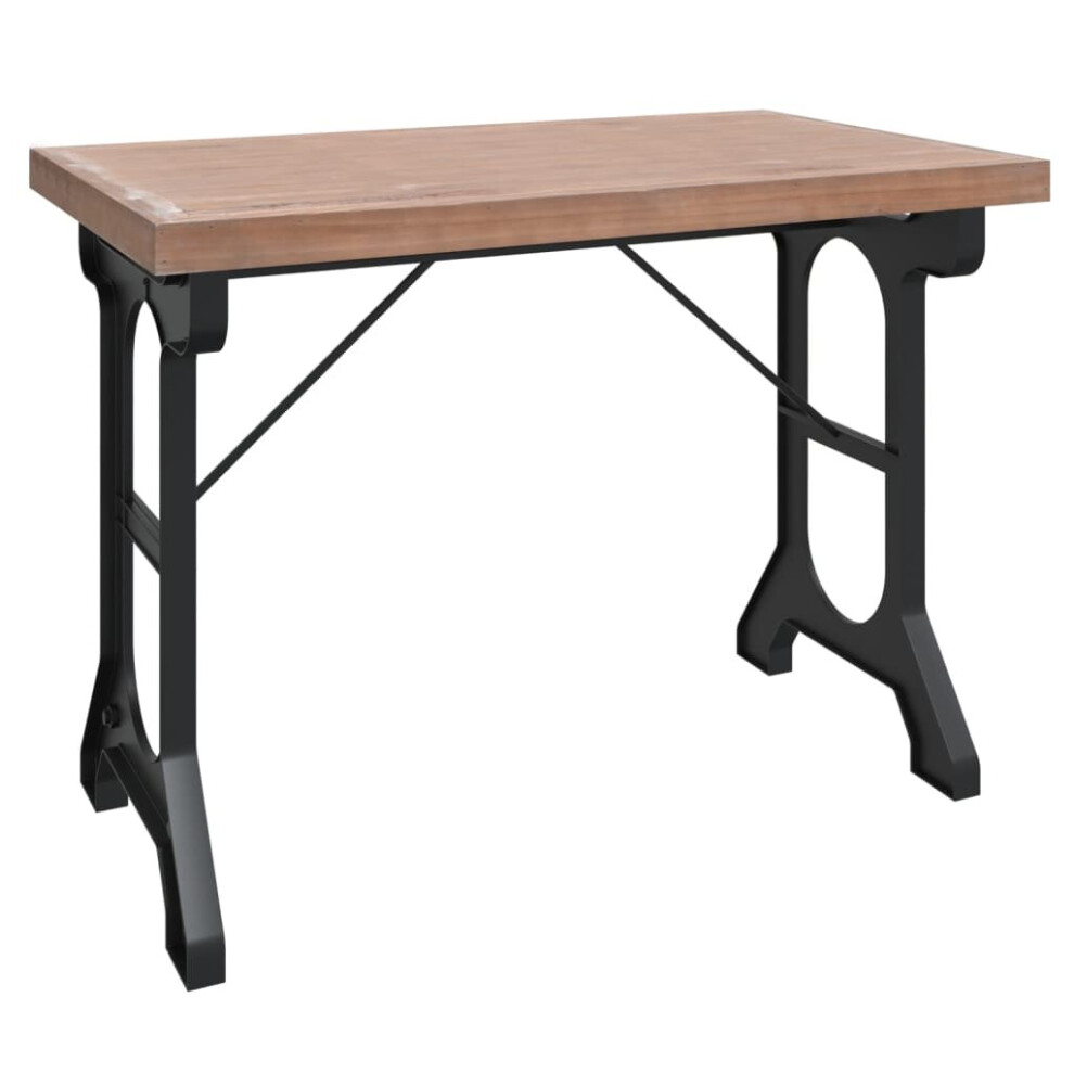 vidaXL Solid Wood Fir and Iron Dining Table Wooden Kitchen Bistro Dinner Table