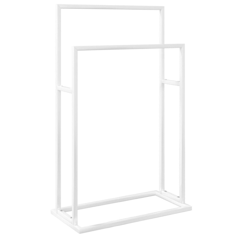 Vidaxl Freestanding Towel Rack Iron Bathroom Towel Holder Drying Shelf White
