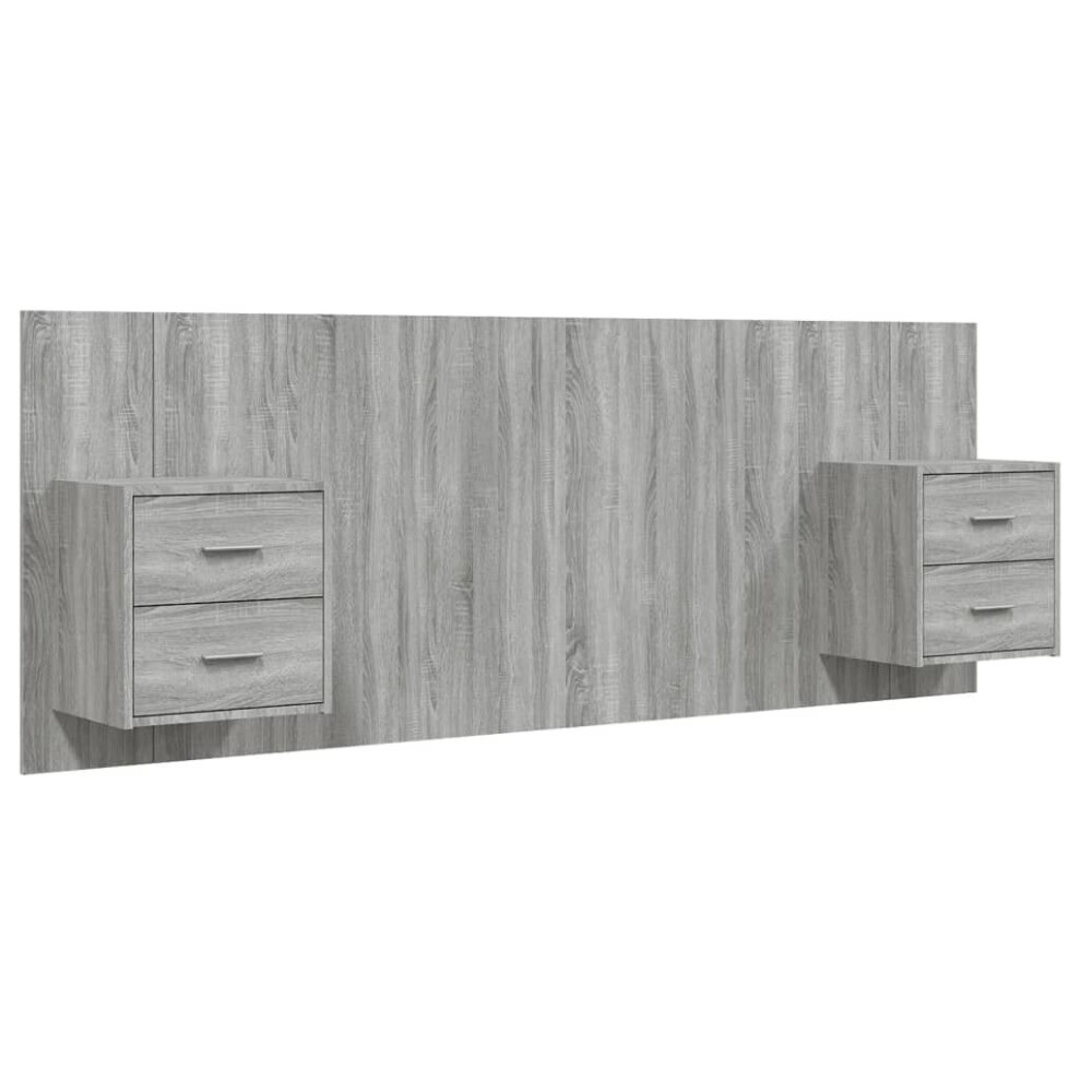 Vidaxl Bed Headboard With Cabinets Grey Sonoma Engineered Wood Wall Nightstand