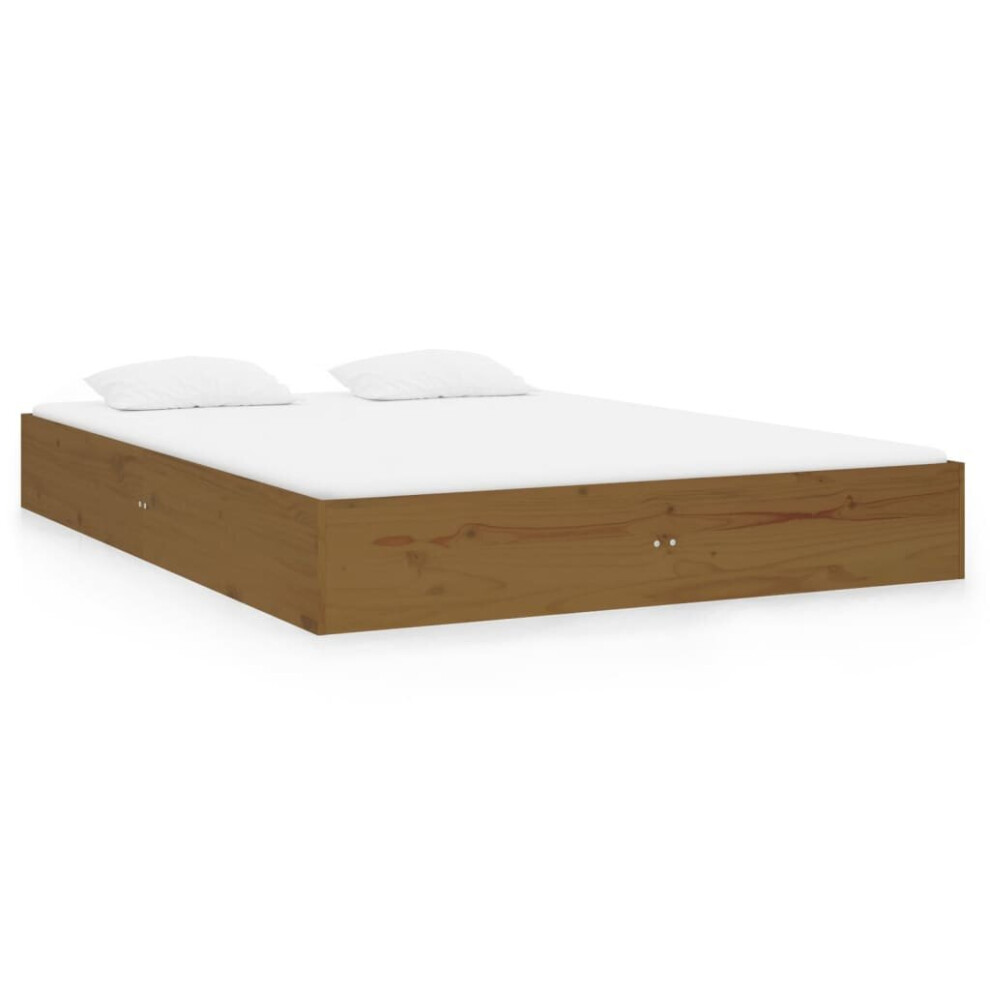 vidaXL Bed Frame Platform Bed Honey Brown Solid Wood 120x190 cm Small Double