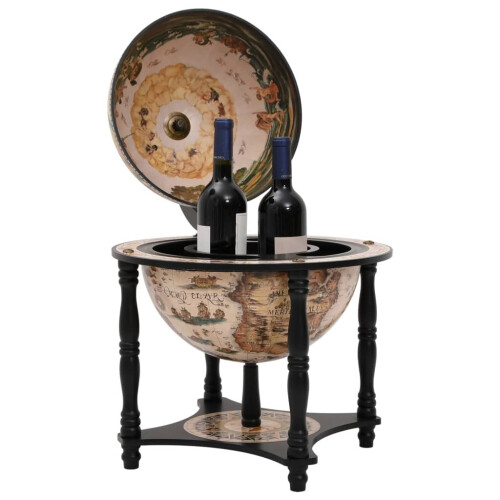 VidaXL vidaXL Solid Wood Eucalyptus Globe Bar Wine Stand Black Wooden Wine Storage 1