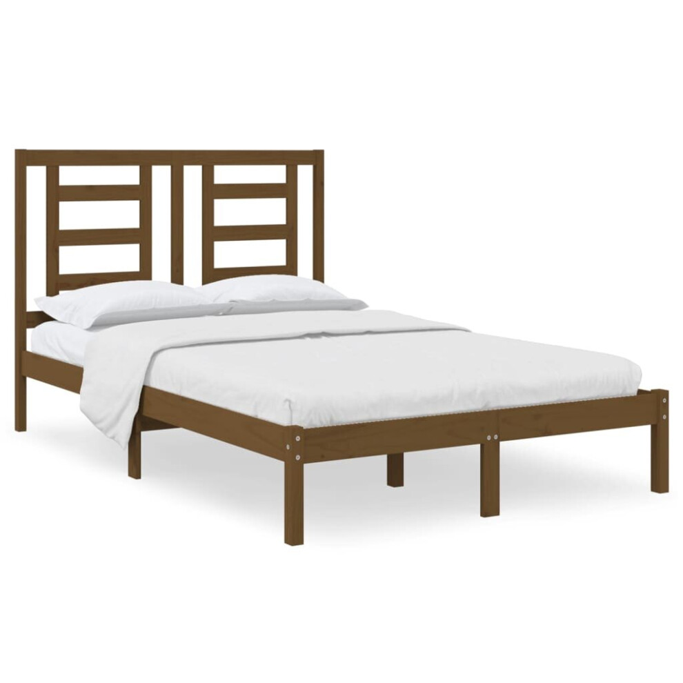 vidaXL Solid Wood Pine Bed Frame Honey Brown 120x200 cm Bedstead Bed Base