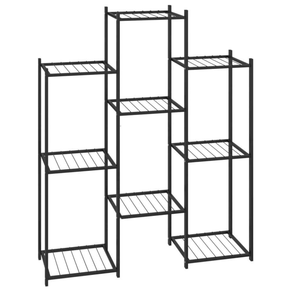 vidaXL Flower Stand 83x25x100 cm Black Iron Plant Rack Corner Plant Shelf