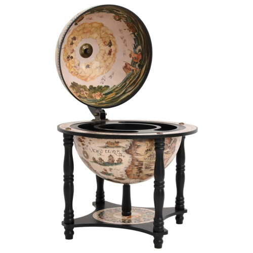 VidaXL vidaXL Solid Wood Eucalyptus Globe Bar Wine Stand Black Wooden Wine Storage 2
