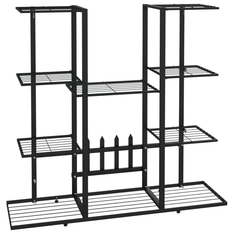 vidaXL Flower Stand 94.5x25x89 cm Black Iron Plant Rack Corner Plant Shelf